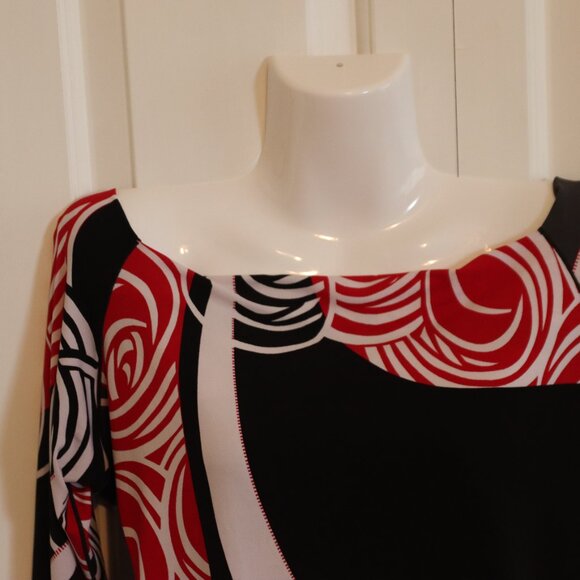 Evo Vorro Long Sleeve Red/Black/White/Grey Abstract Print Dress Size Large - Picture 8 of 11